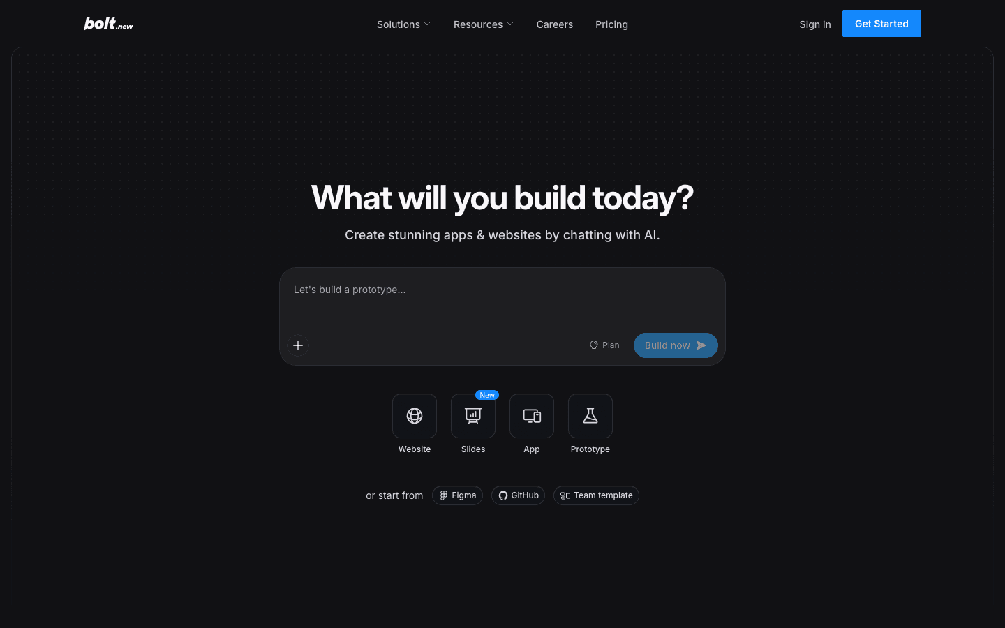 Bolt.new product interface screenshot