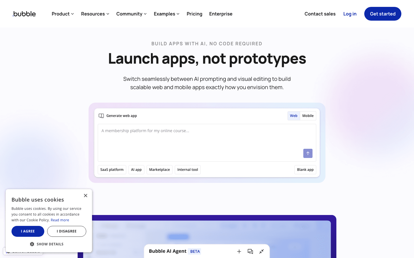 Bubble product interface screenshot