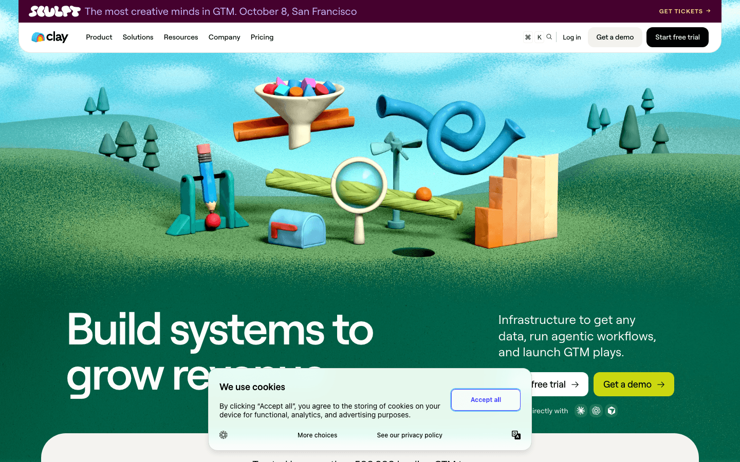 Clay AI GTM homepage screenshot