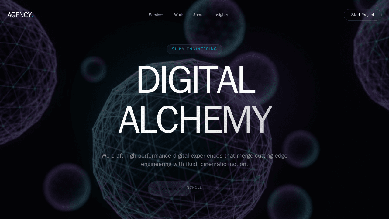 Create a modern digital agency landing page with sections for services, portfolio, about us, team, and contact form. Use a clean, responsive design and include engaging visuals and call-to-action buttons.