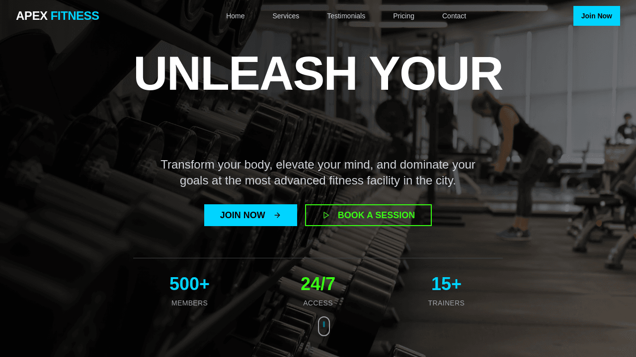 Tạo thiết kế website phòng gym hiện đại, tương thích trên nhiều thiết bị với các phần cho lịch học, hồ sơ huấn luyện viên, gói thành viên và biểu mẫu liên hệ. Sử dụng bảng màu tinh tế, kiểu chữ nổi bật và hình ảnh thể hình chất lượng cao để thu hút thành viên tiềm năng. Bao gồm điều hướng mượt mà và bố cục thân thiện với thiết bị di động.
