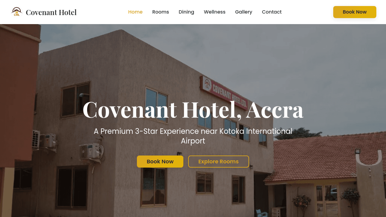 Preview of Covenant Hotel website