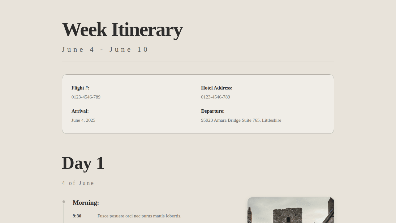 Preview of HTML and CSS page design