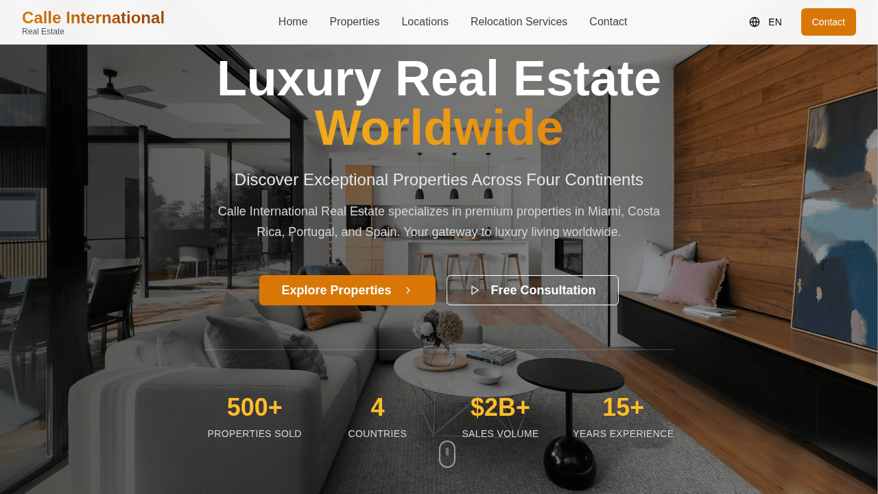 Preview of Calle Int'l website