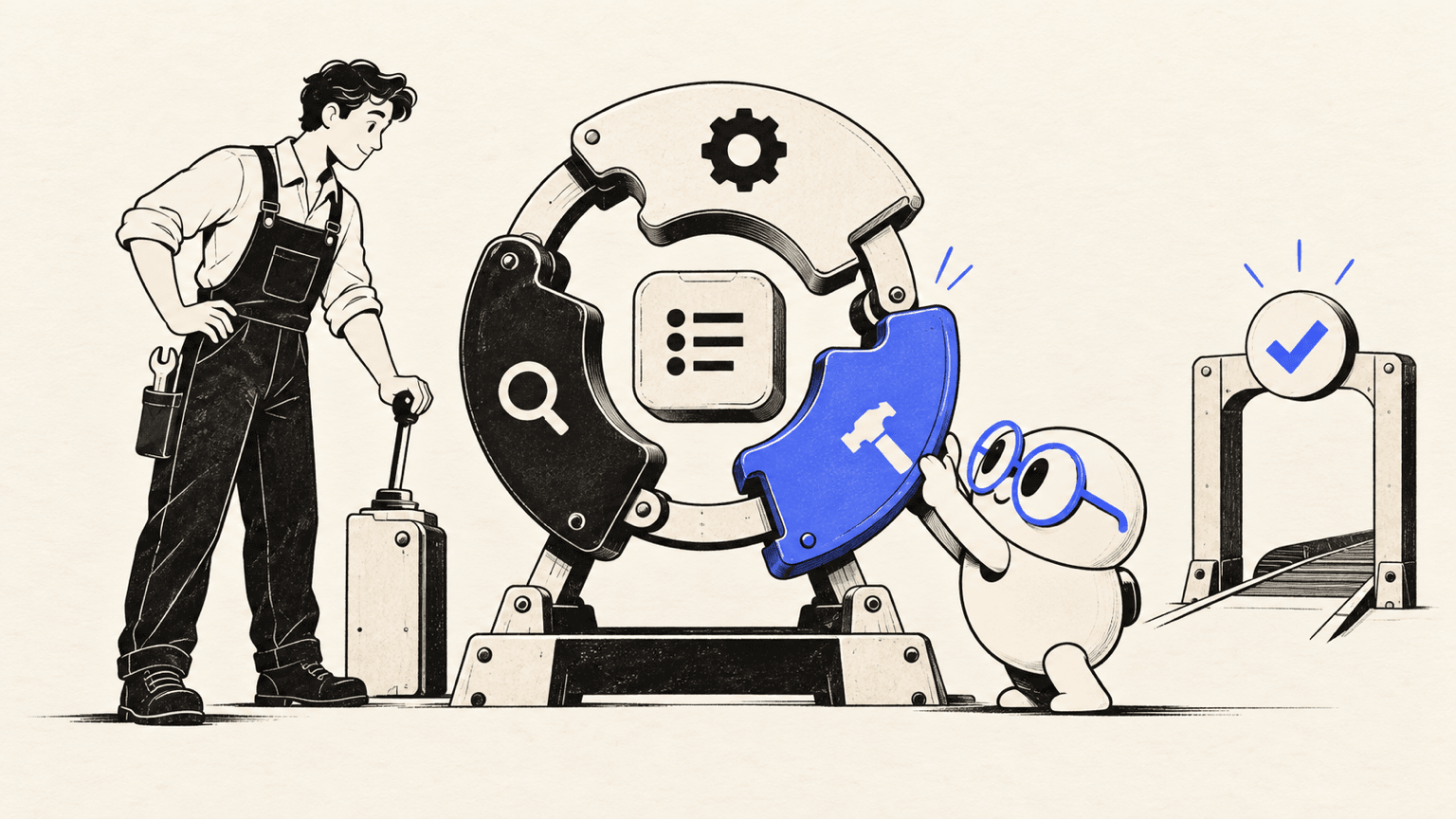 AI engineer and human assemble an agent loop with a release gate.