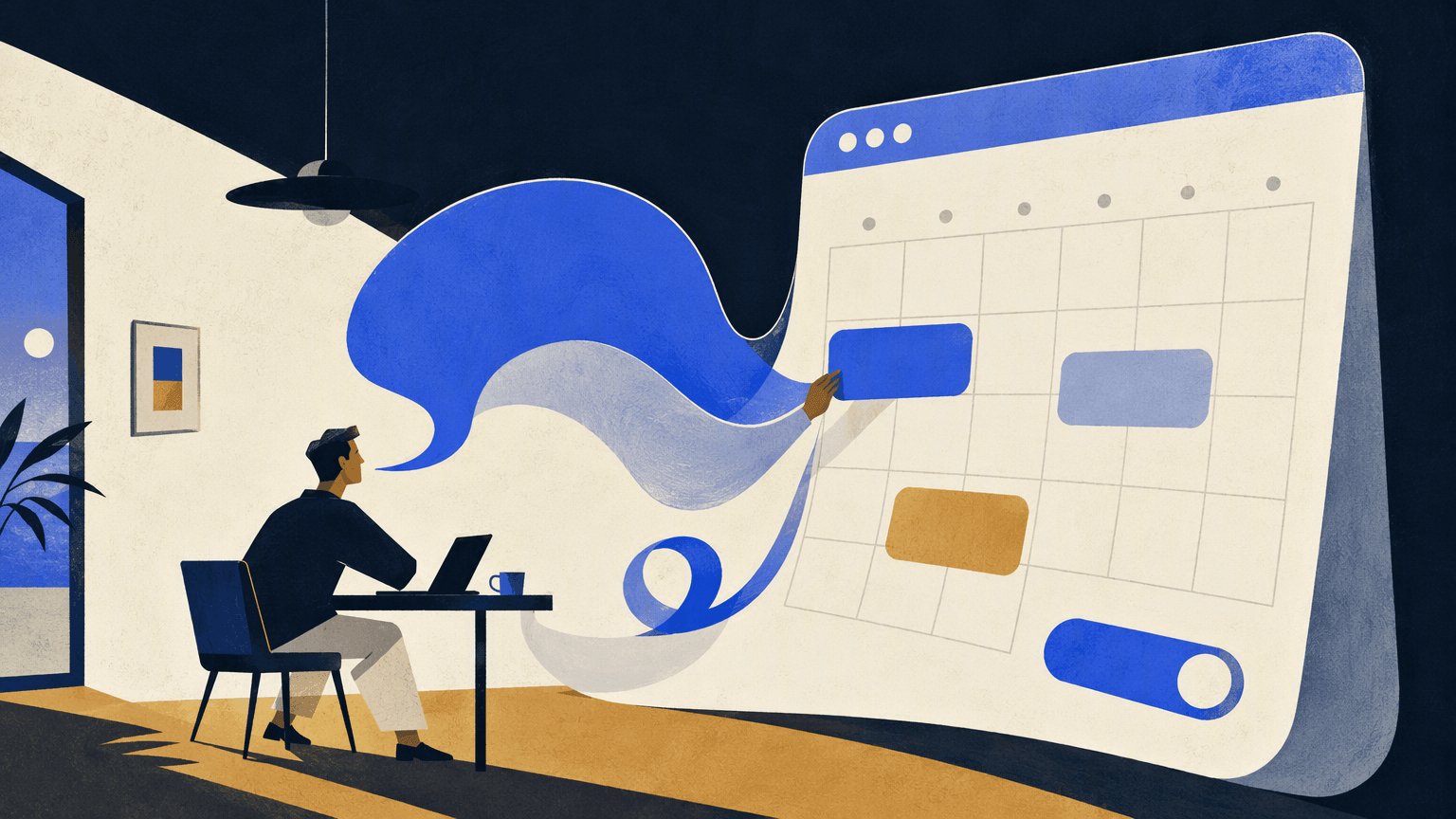 A conversation unfolds into a working browser-based booking calendar.