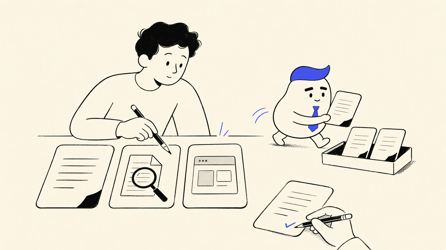 Human reviewing task output with an AI assistant