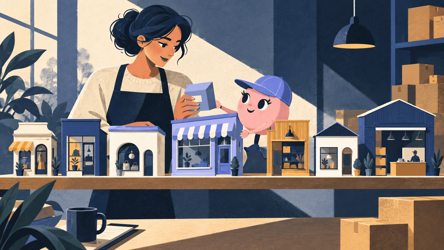 A founder and AI planner compare seven miniature storefronts.