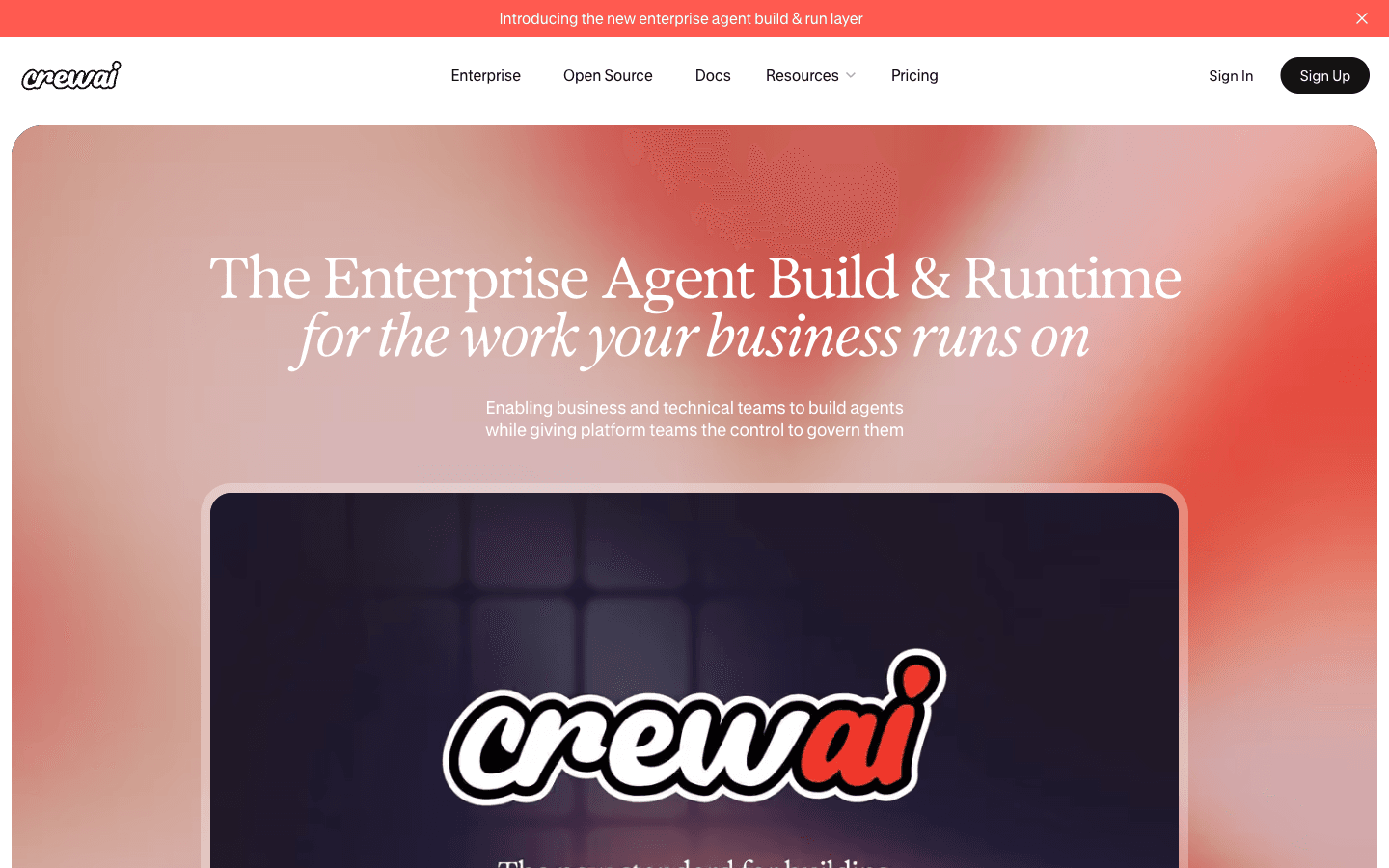 CrewAI enterprise agent build and runtime platform