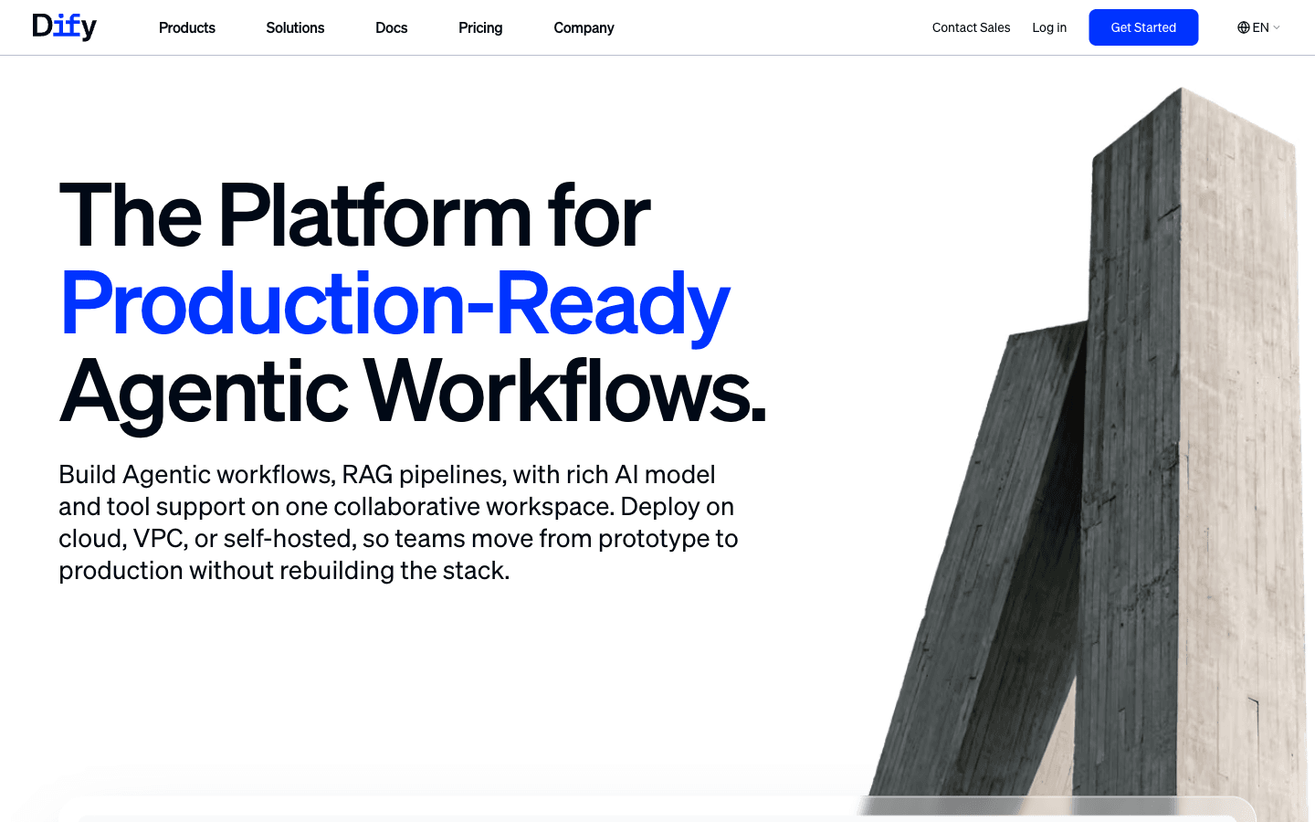 Dify agentic workflow platform homepage
