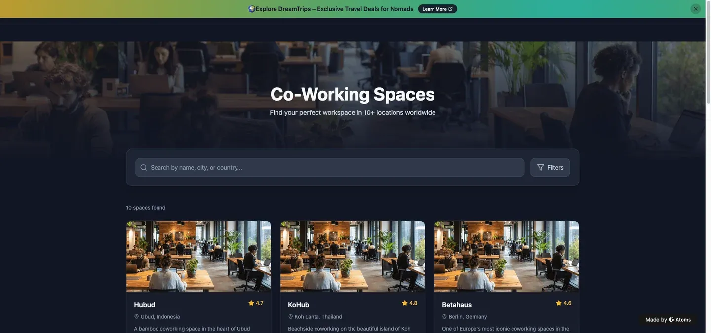 Coworking directory and location search