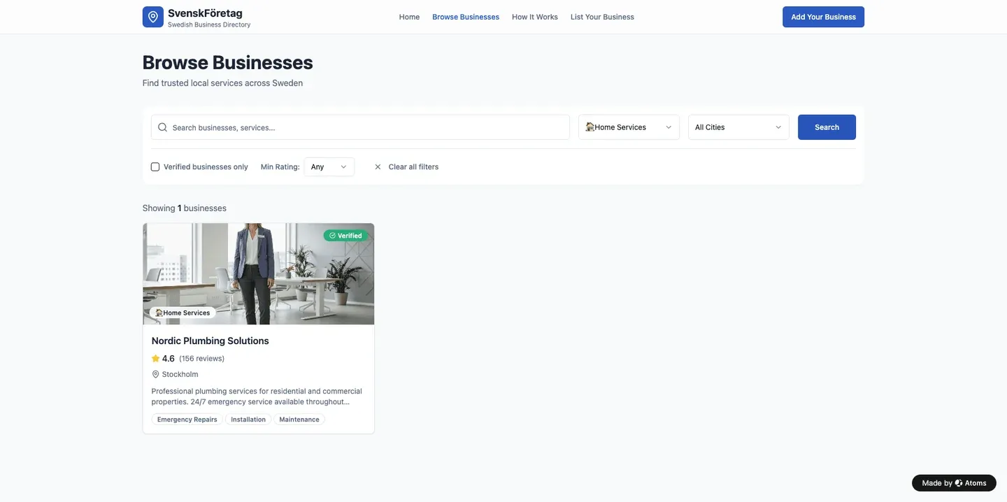 Business directory filtered to one local home service
