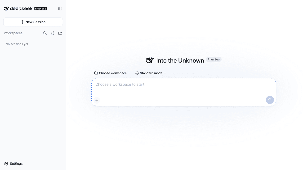 DeepSeek Harness real English first-run interface