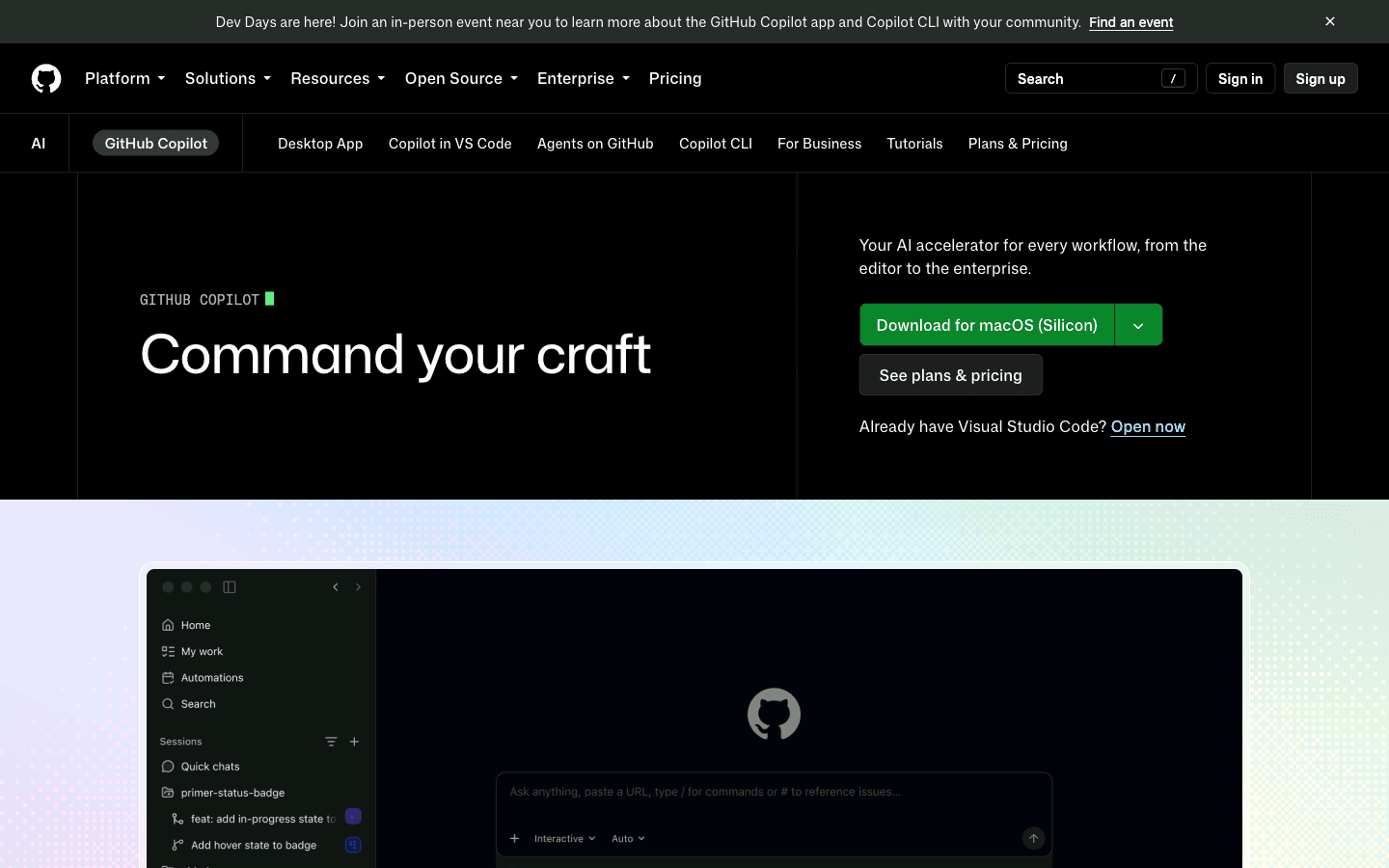 GitHub Copilot coding agent product page