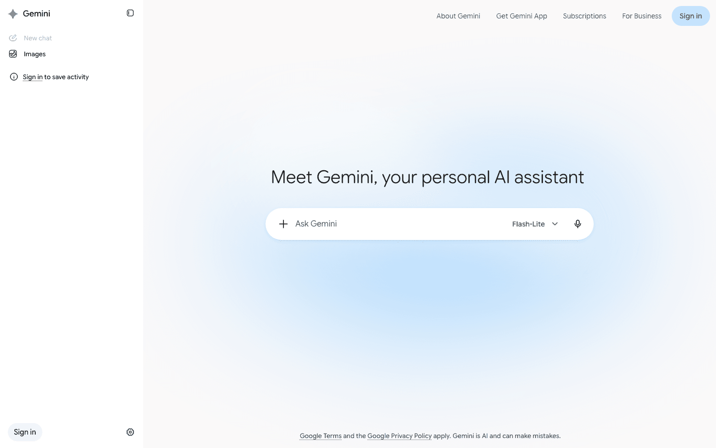 Google Gemini AI chat interface