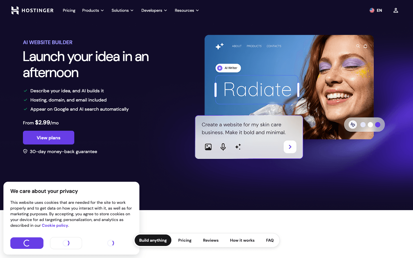 Hostinger AI website builder