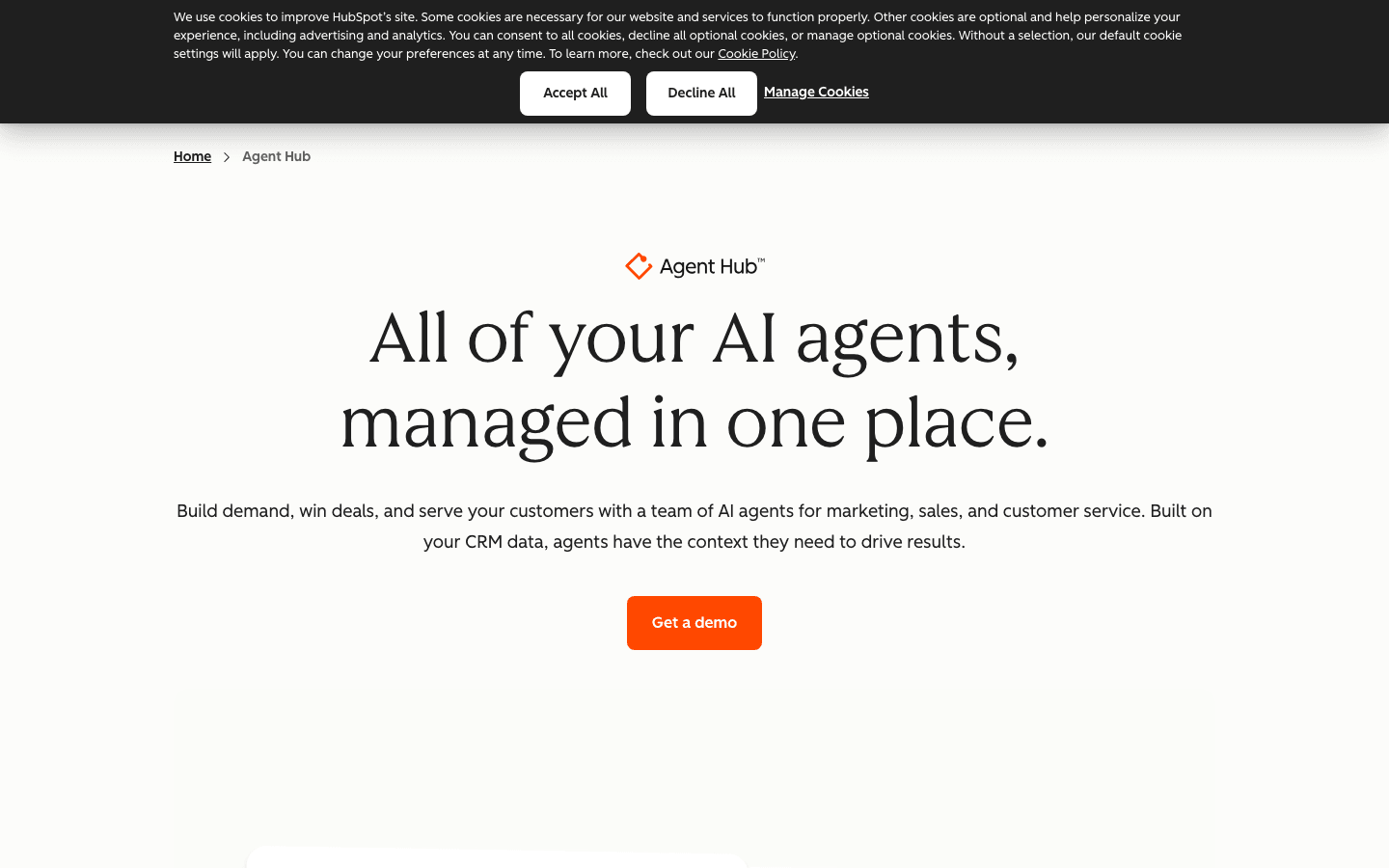 HubSpot AI product page screenshot