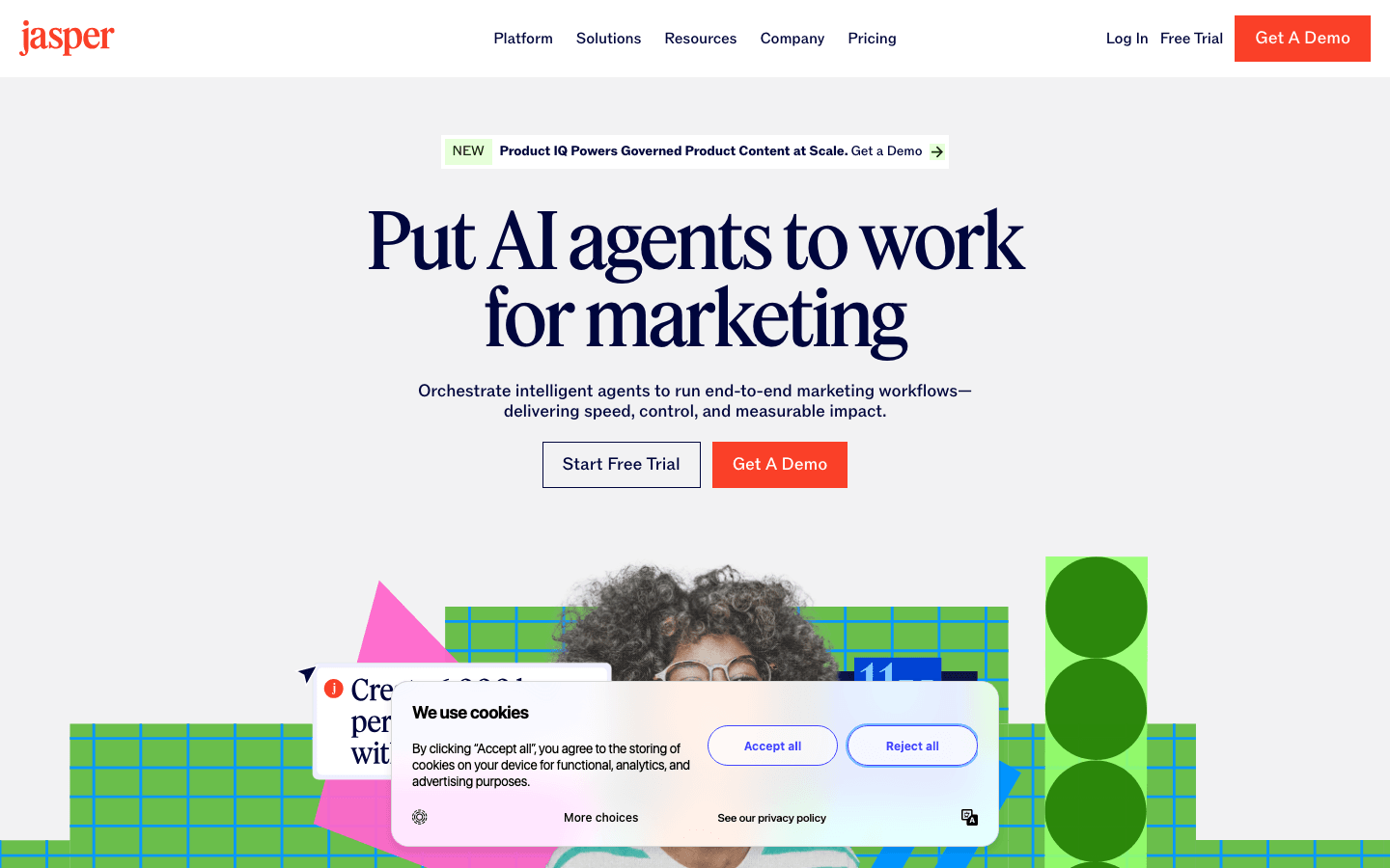 Jasper AI writing homepage screenshot