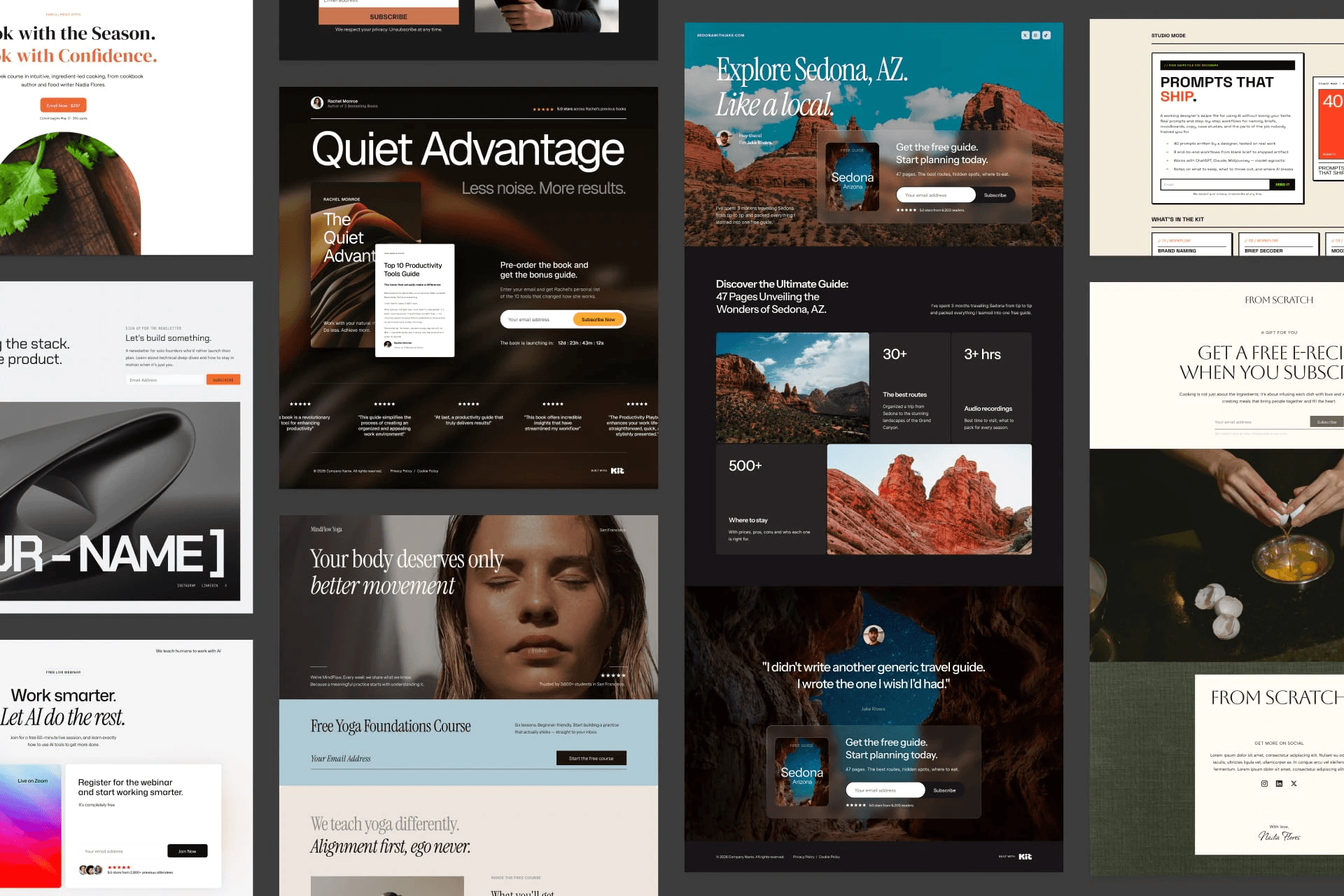 Kit landing page template collection