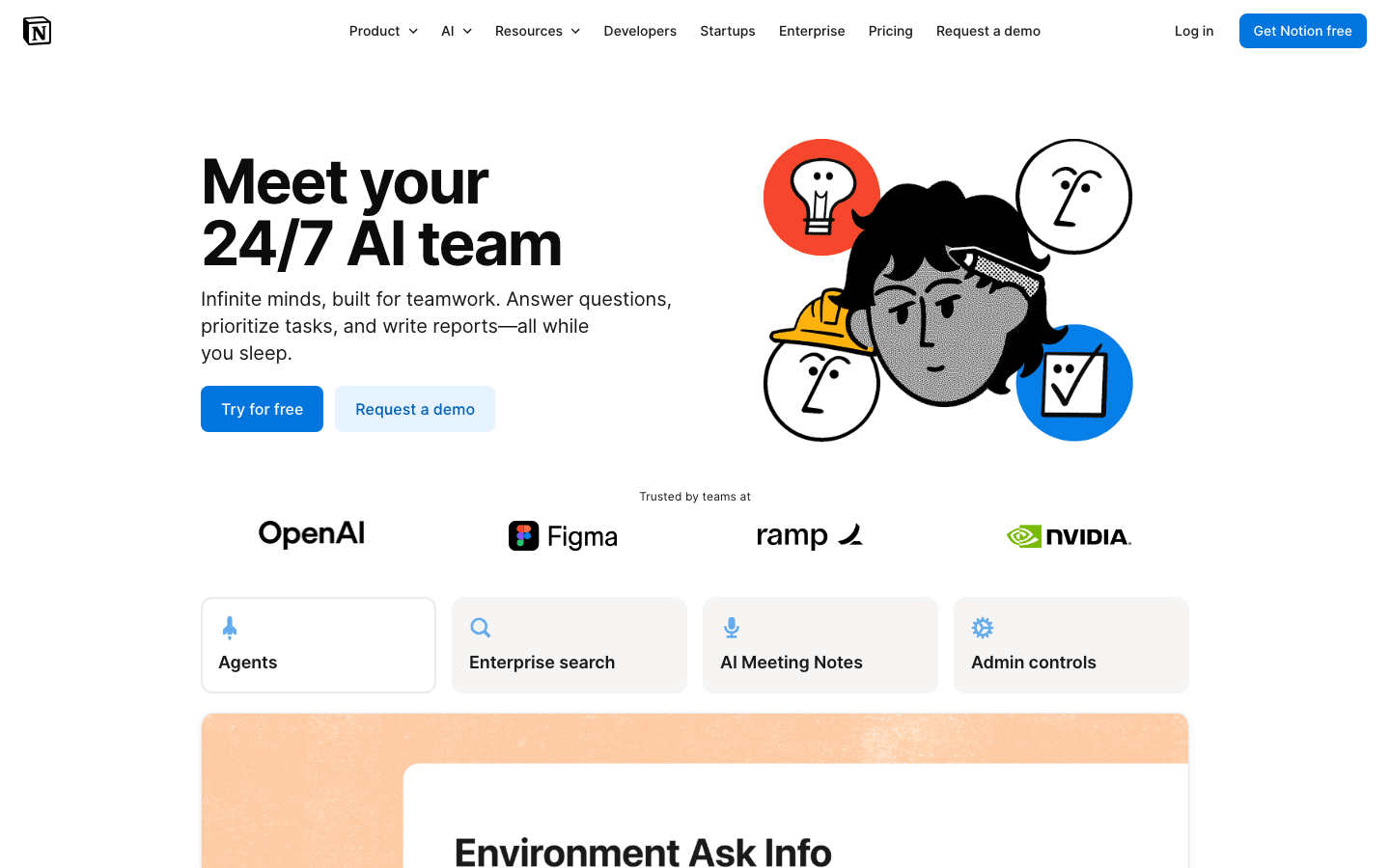 Notion AI product page screenshot