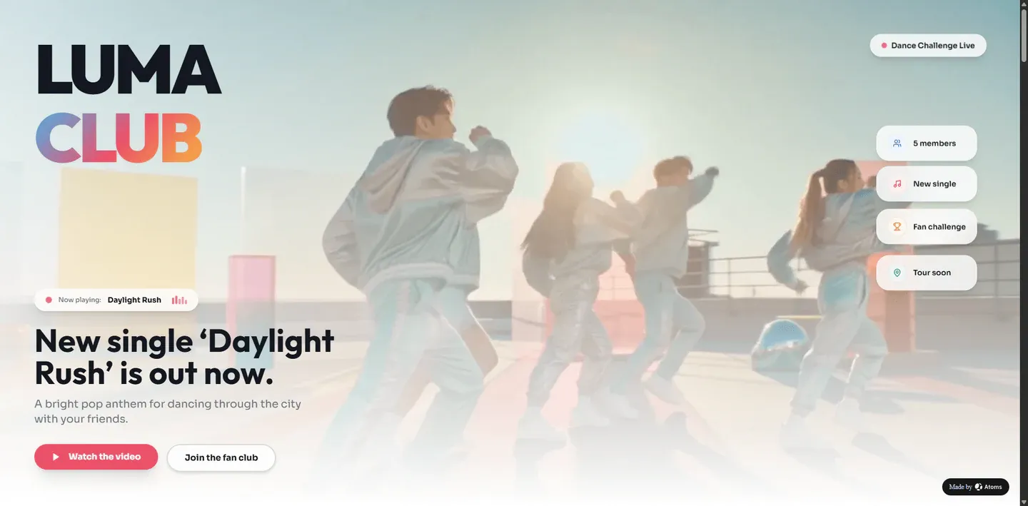 Preview of K-Pop Inspired Band Website