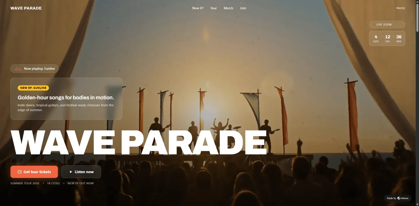 Preview of Summer Festival Band Website