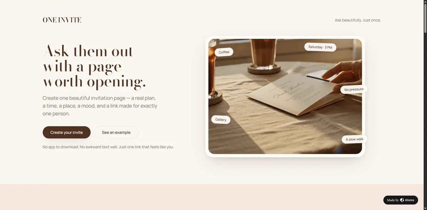 Preview of First Date Landing Builder