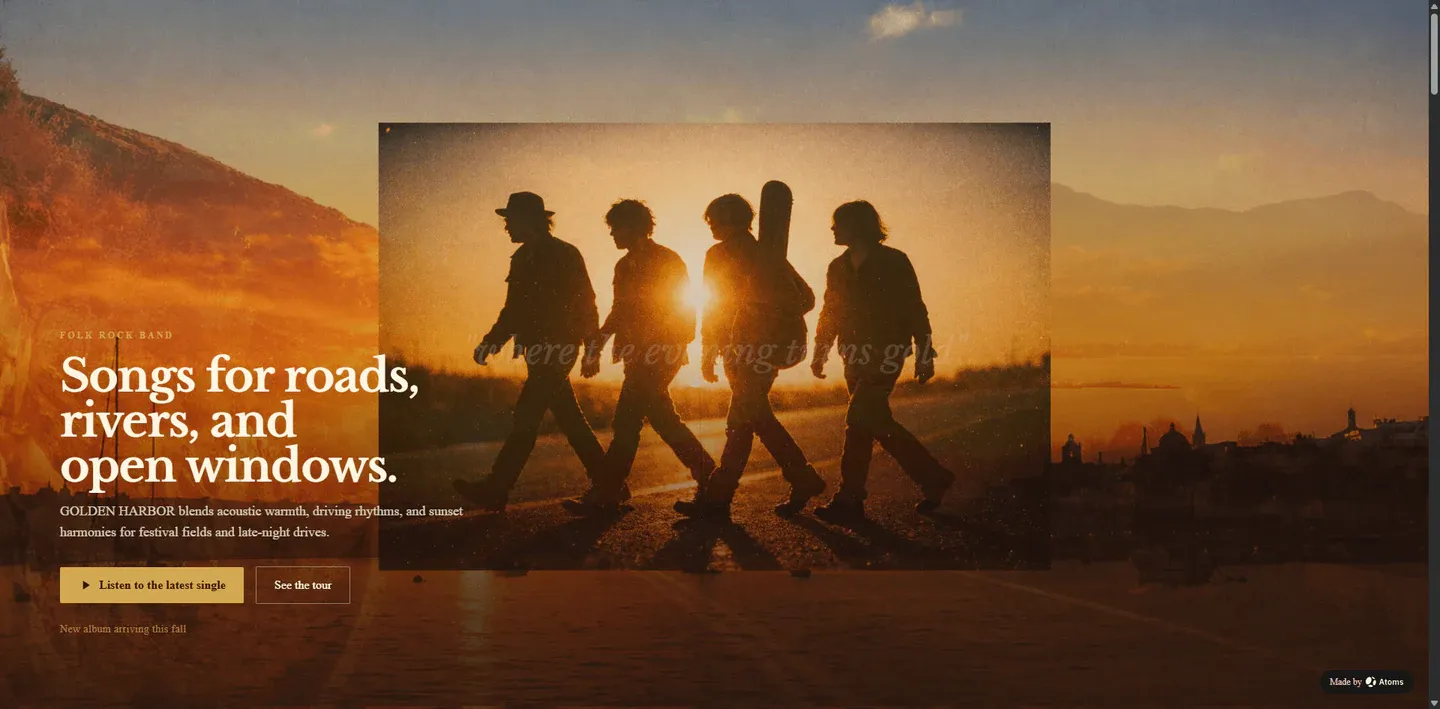 Preview of Folk Rock Band Website