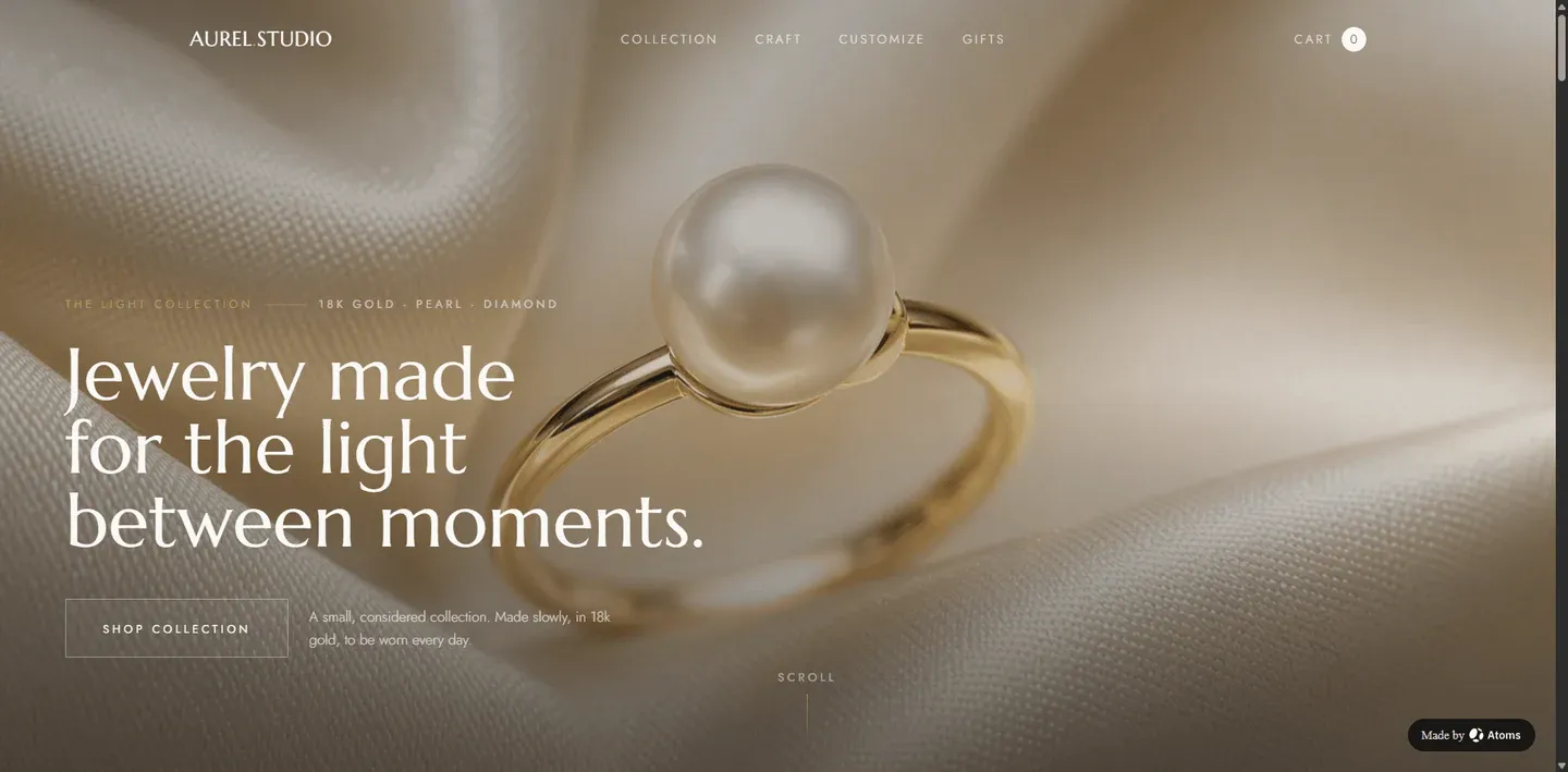 Create a premium e-commerce website for a fine jewelry brand named “Aurel Studio”.