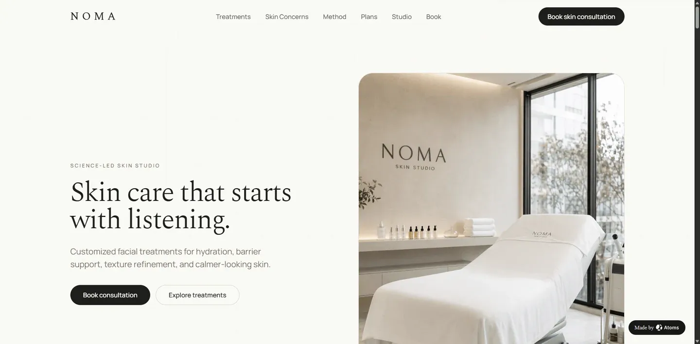 NOMA Skin Studio example built with Atoms