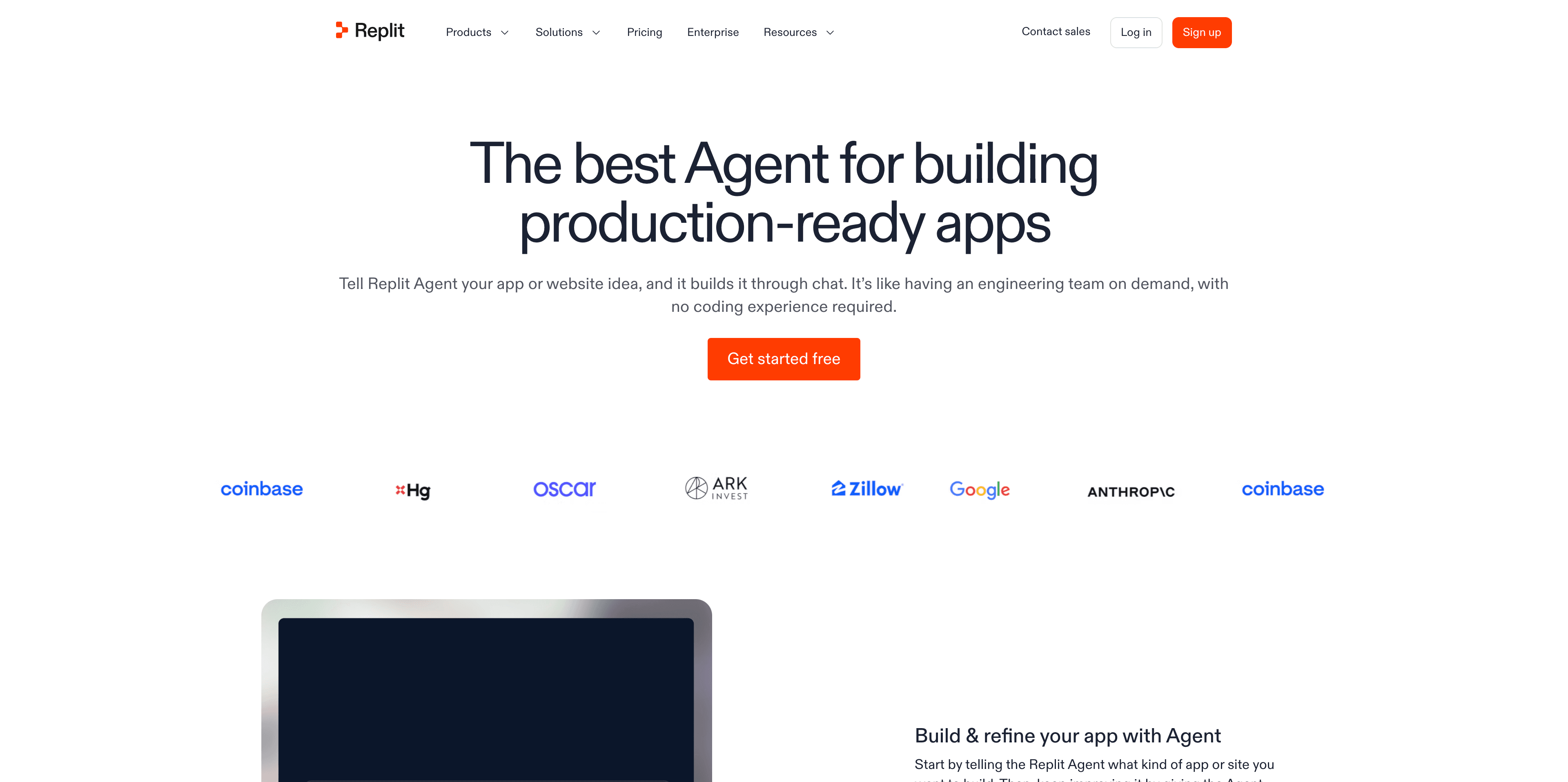 Replit Agent product interface screenshot