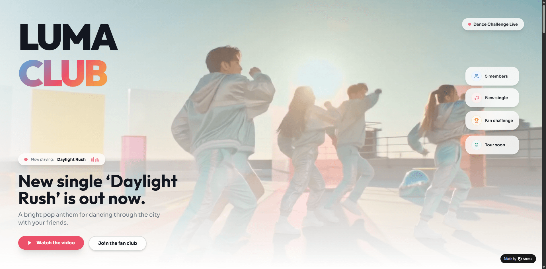 Preview of K-Pop Inspired Band Website