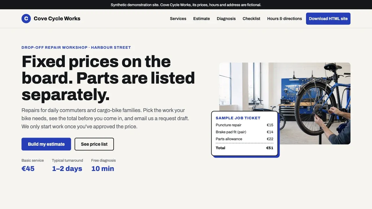 Cove Cycle Works — repair estimator
