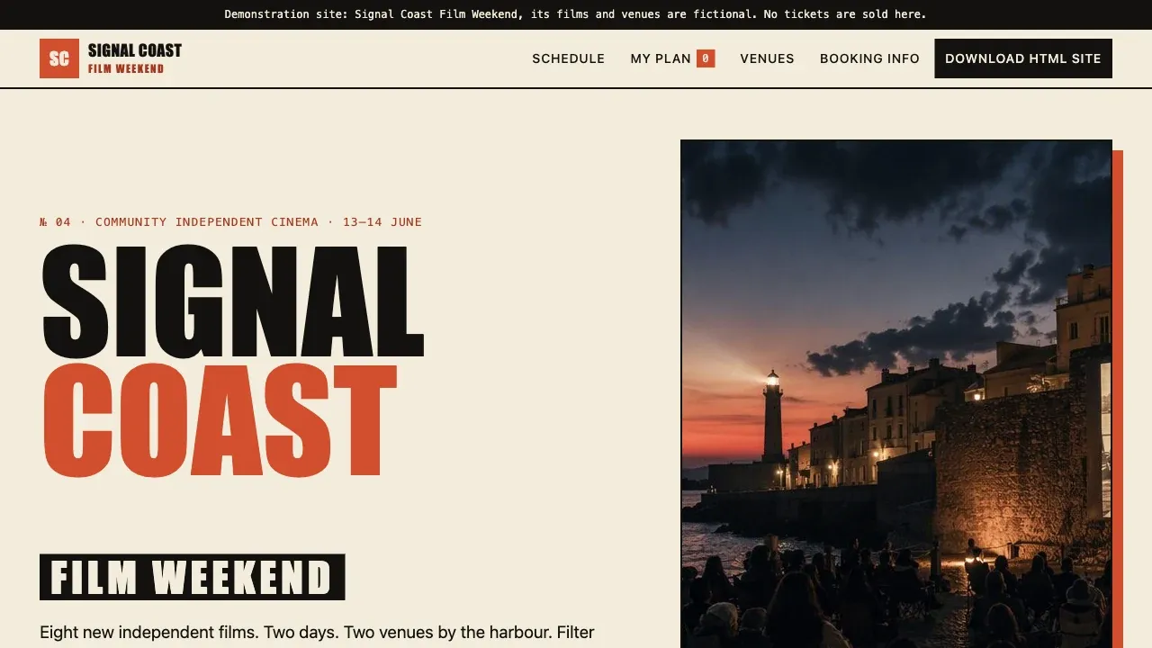 Signal Coast — film schedule and planner