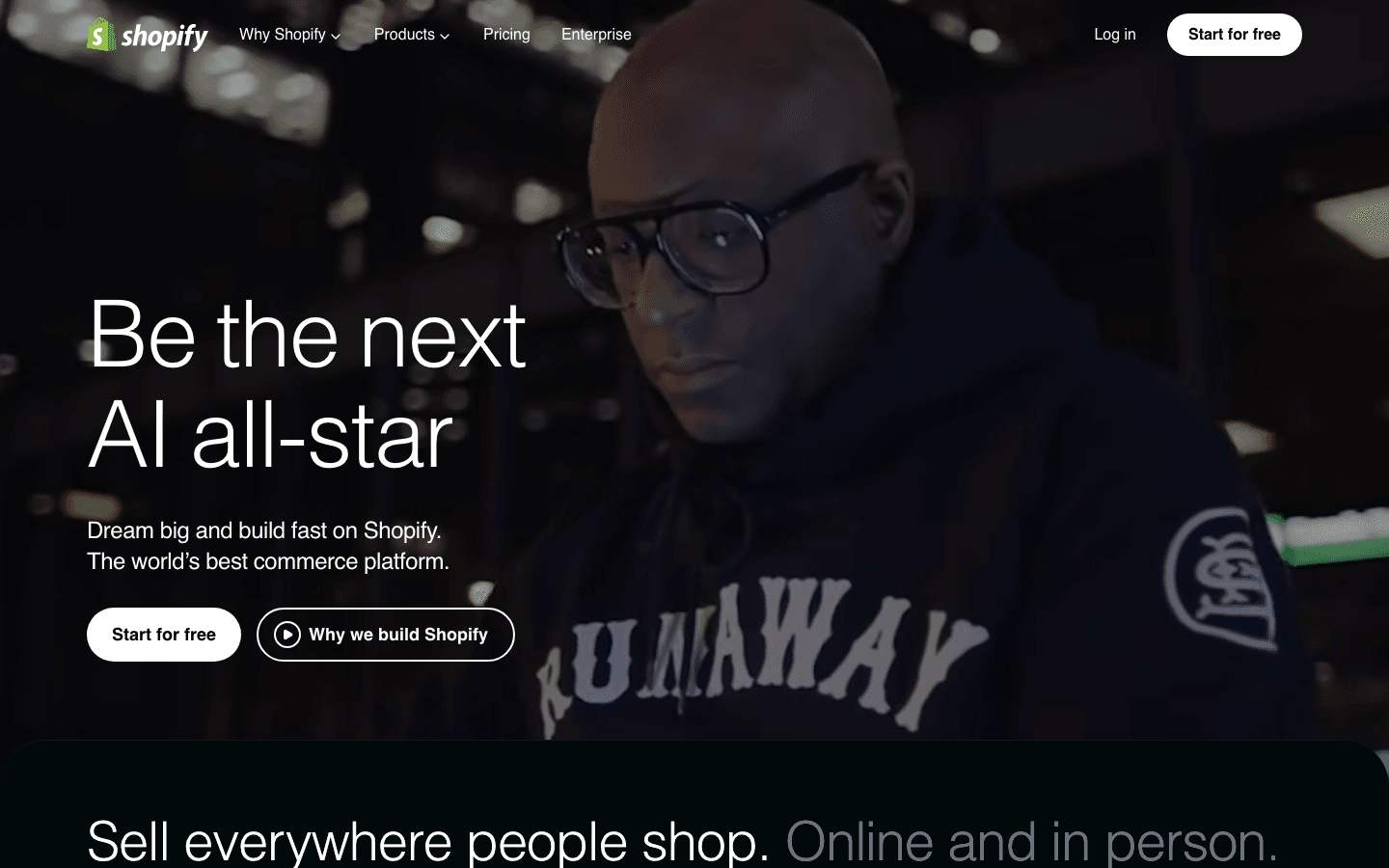 Shopify online store builder homepage