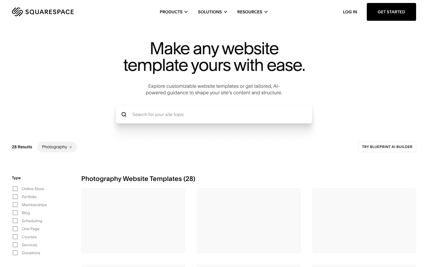 Squarespace photography templates