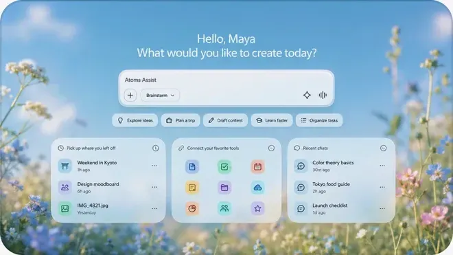 Productivity website created with Atoms