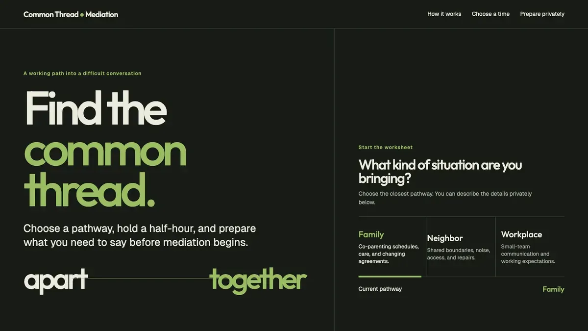 Common Thread Mediation live project preview