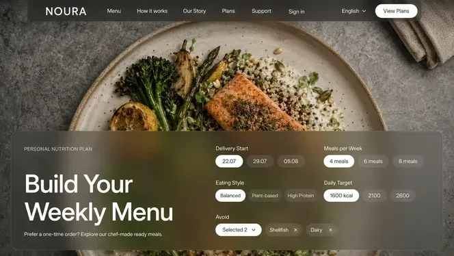 Restaurant menu website created with Atoms