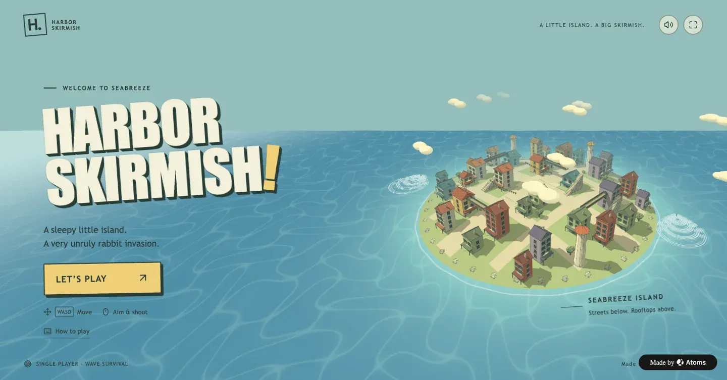 Harbor Skirmish — example built with Atoms