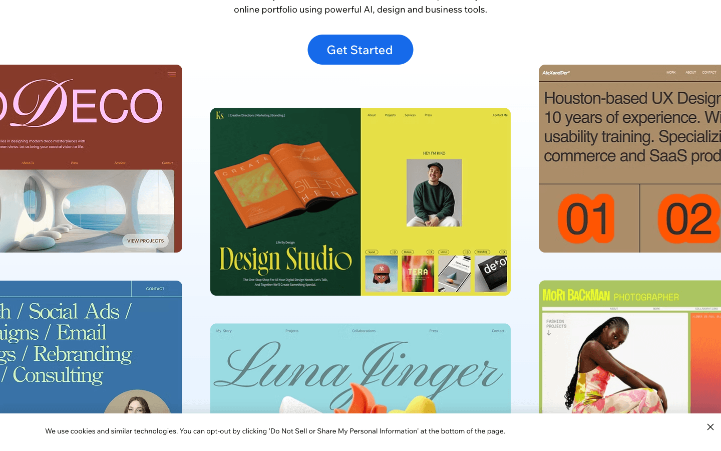 Wix portfolio website builder