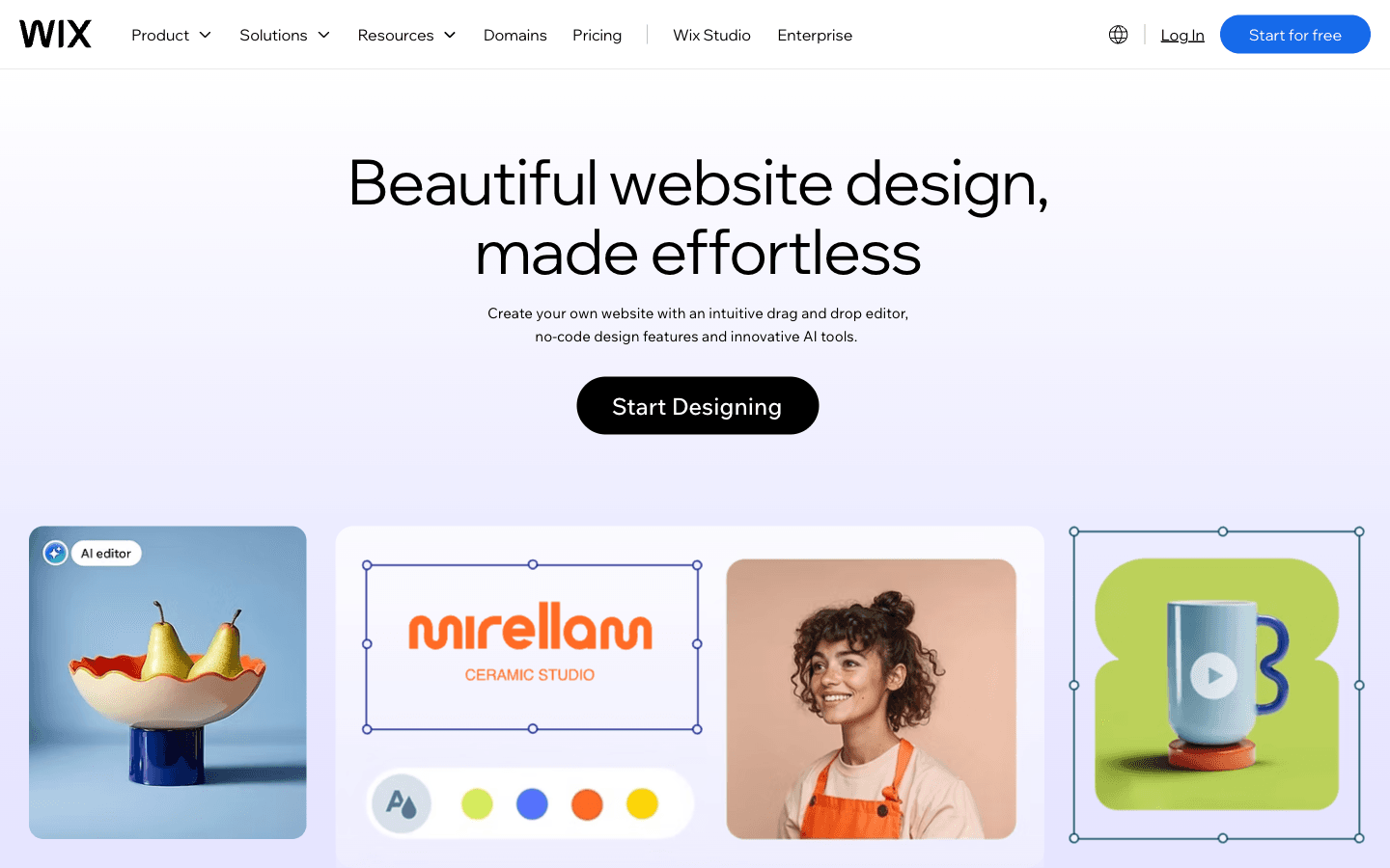 Wix visual website design interface